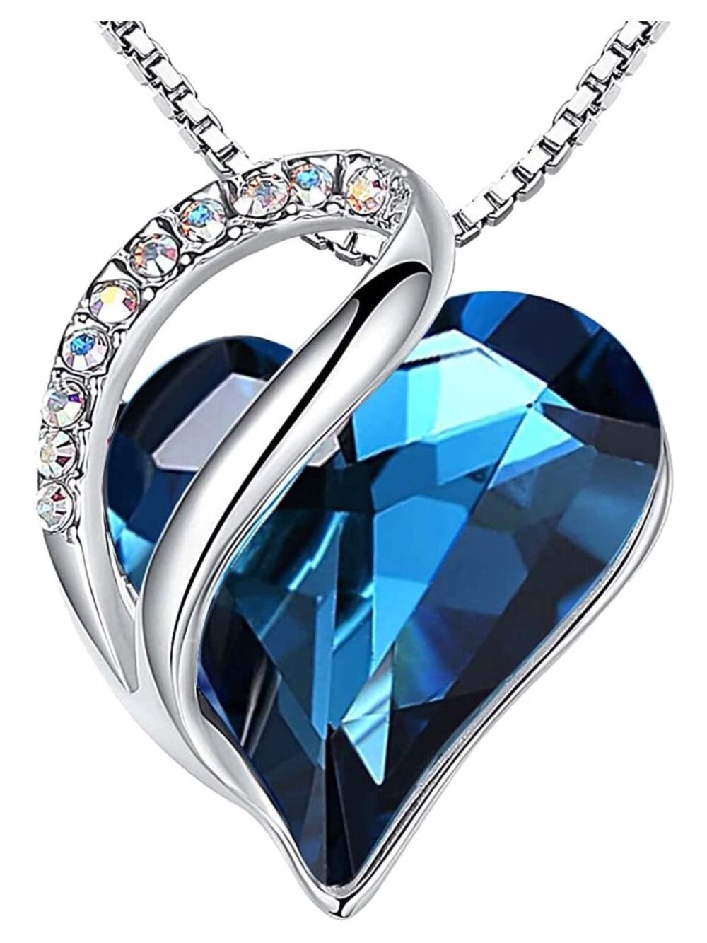 Leafael Infinity Love Birthstone Heart Crystal Pendant Necklace 18 in Adjustable